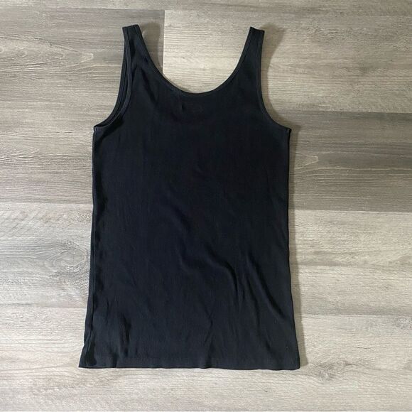 Ribbed Tank Top Black Small Slim Fit Stretch Basic Minimalist - Picture 4 of 7